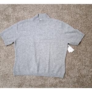 Abercrombie Fitch Short Sleeve Turtleneck Sweater Sequins Gray Knit Size L